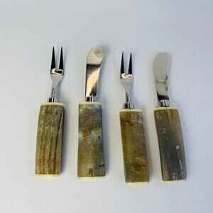 Napa Home & Garden 4 Piece Cheese Spreader and Forks Utensils Rustic Handles